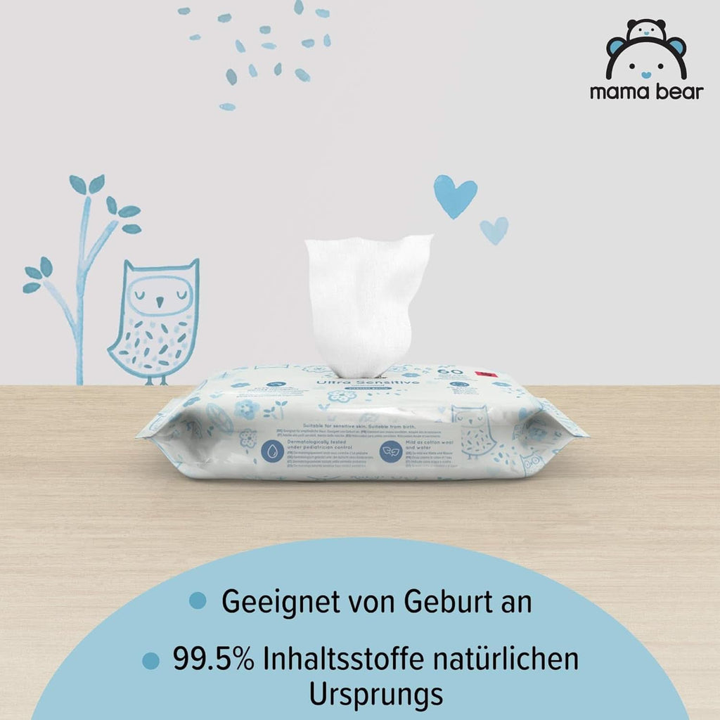 Șervețele ultrasensibile pentru bebeluși Mama Bear, fără parfum Naty Shop