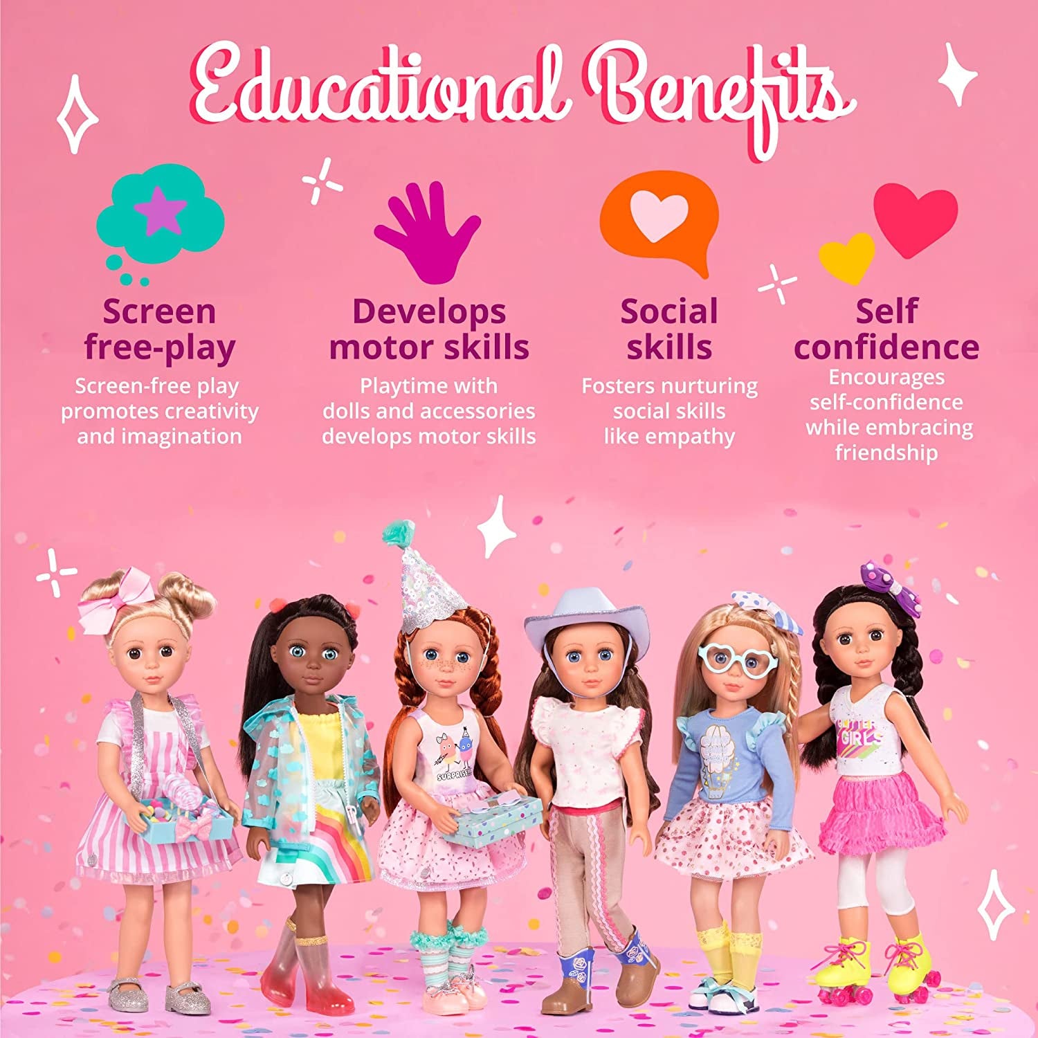Glitter Girls - GG Surprise születésnapi parti szett és Sashka - Bewegliche 36 cm Puppe Sashka - Überraschungs-Geburtstagsparty-Szett - Tisch & Stühle Möbel - 3 Jahre +
