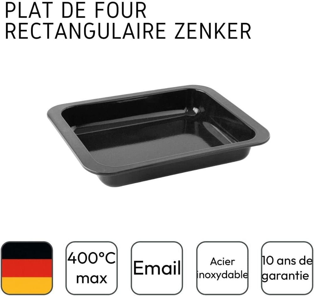 Zenker Ofenbackform (33 X 5 X 25 Cm) SPECIÁLIS FŐZÉS, Rechteckige Auflaufform Mit Enamelle-Versiegelung, Backform Mit Extra Hohem Rand (Farbe: Schwarz), Menge: 1 Stück Formák és tálcák sütéshez Naty Shop