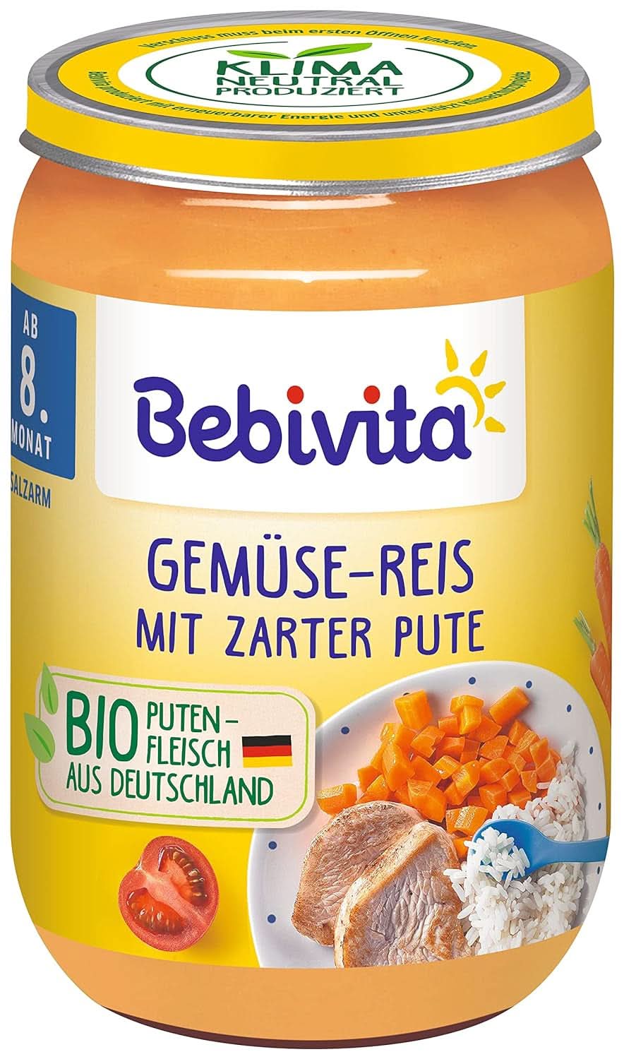 Menük 8 hónapos kortól Bolognai spagetti, 6 db-os (6 x 220 grammos) kiszerelésben, közepes Anya és Gyermek Naty Shop 220 gramm Növényi rizs puha pulykával