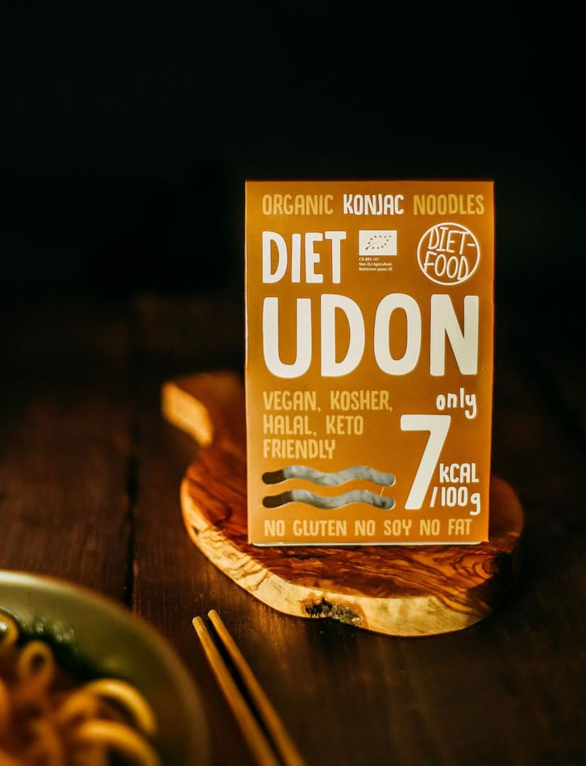 Udon Shirataki Konjac Noodles Bio 385g - Alacsony kalóriatartalmú, gluténmentes, vegán - konjac gyökérből készült, rostban gazdag DIÉTAÉTEL