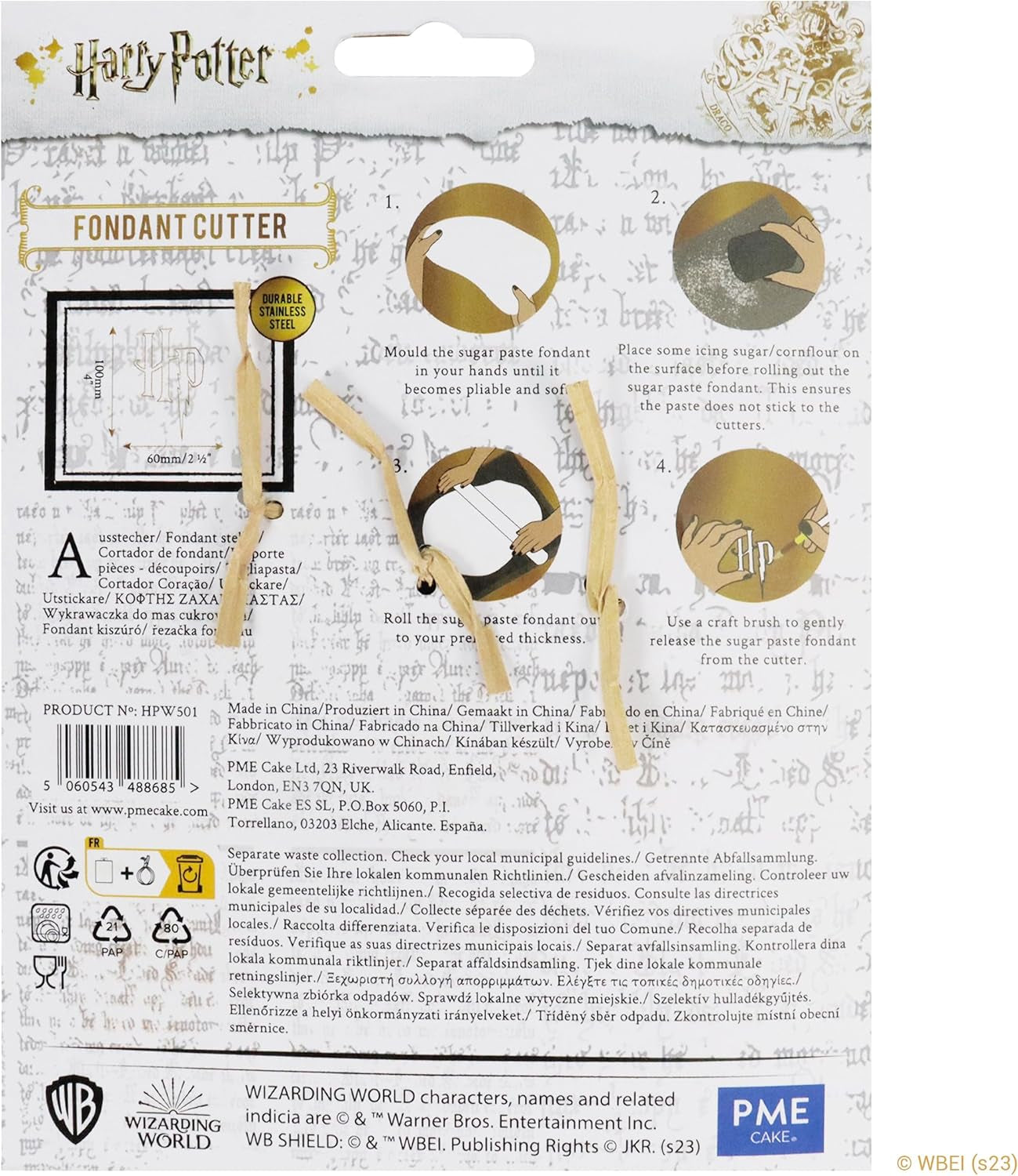 Forme de biscuiți și fondant Harry Potter, set de 2, Ochelarii și cicatricea lui Harry, mici, argintii