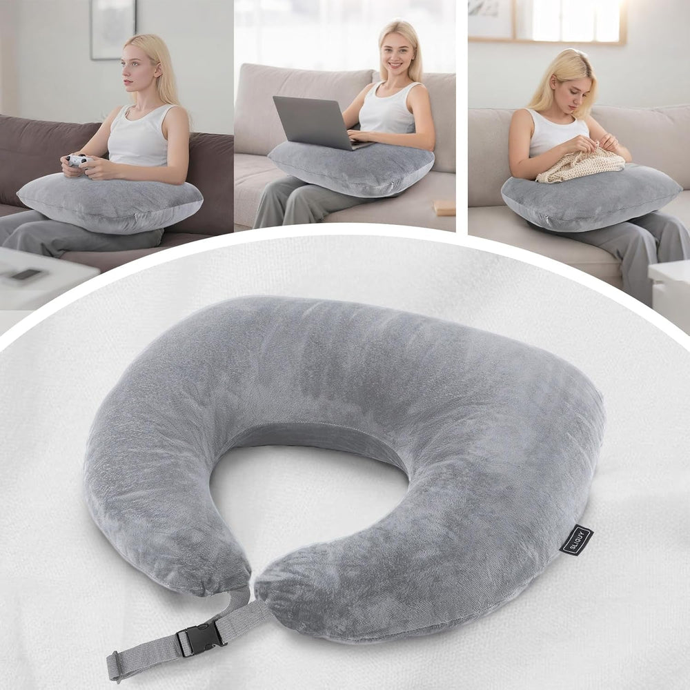 Pernă de gaming SLIGUY, pernă de citit, pernă de susținere a brațelor pentru pat și canapea, pernă pelviană în formă de U pentru adulți, gri închis