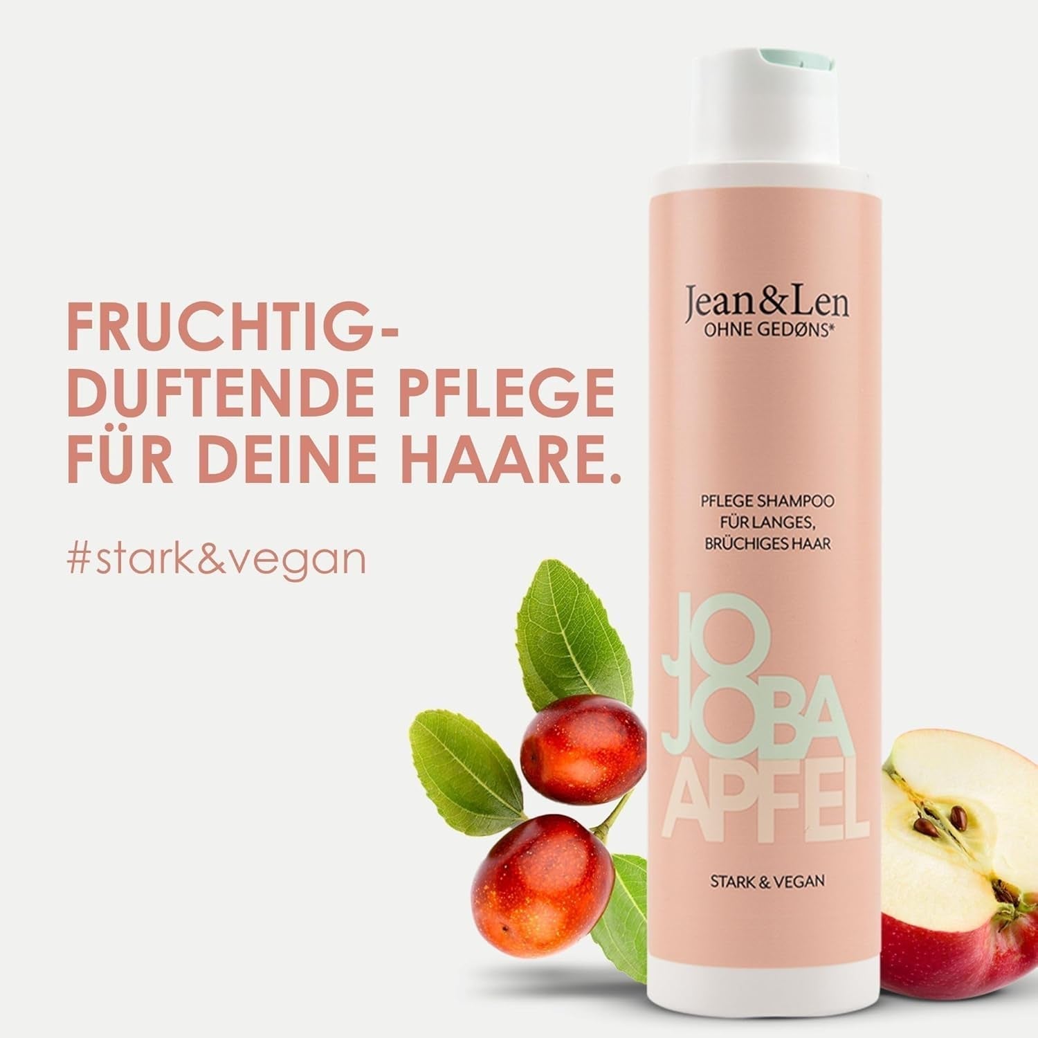 Jean & Len Care sampon jojoba és alma, ápolja a hosszú és törékeny hajat, 300 ml Zuhany és fürdő Jean & Len