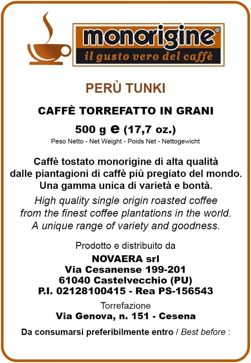 Boabe de cafea Arabica Peru Tunki - 500 gr
