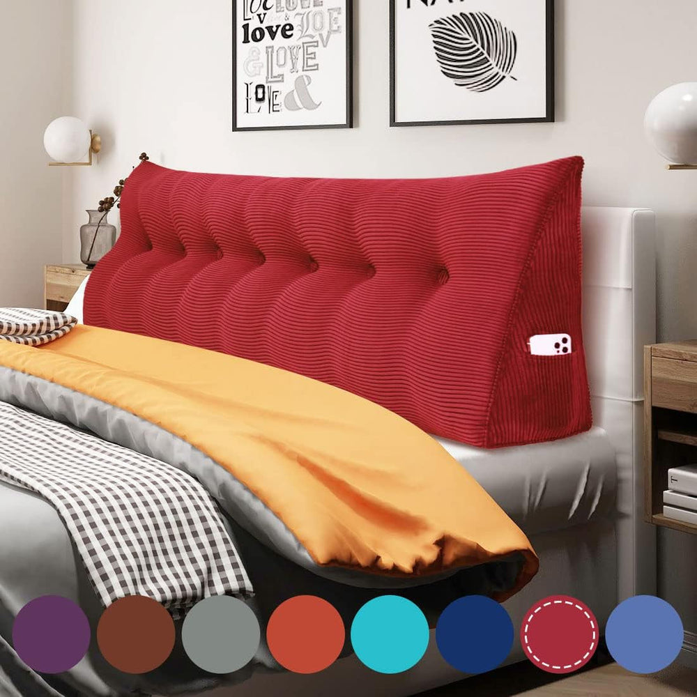 Pernă Johnear cu pană, pernă de citit pentru pat și canapea, pernă pentru spătar, pernă pentru tăblie, pernă lombară triunghiulară mare (gri, 45 cm)