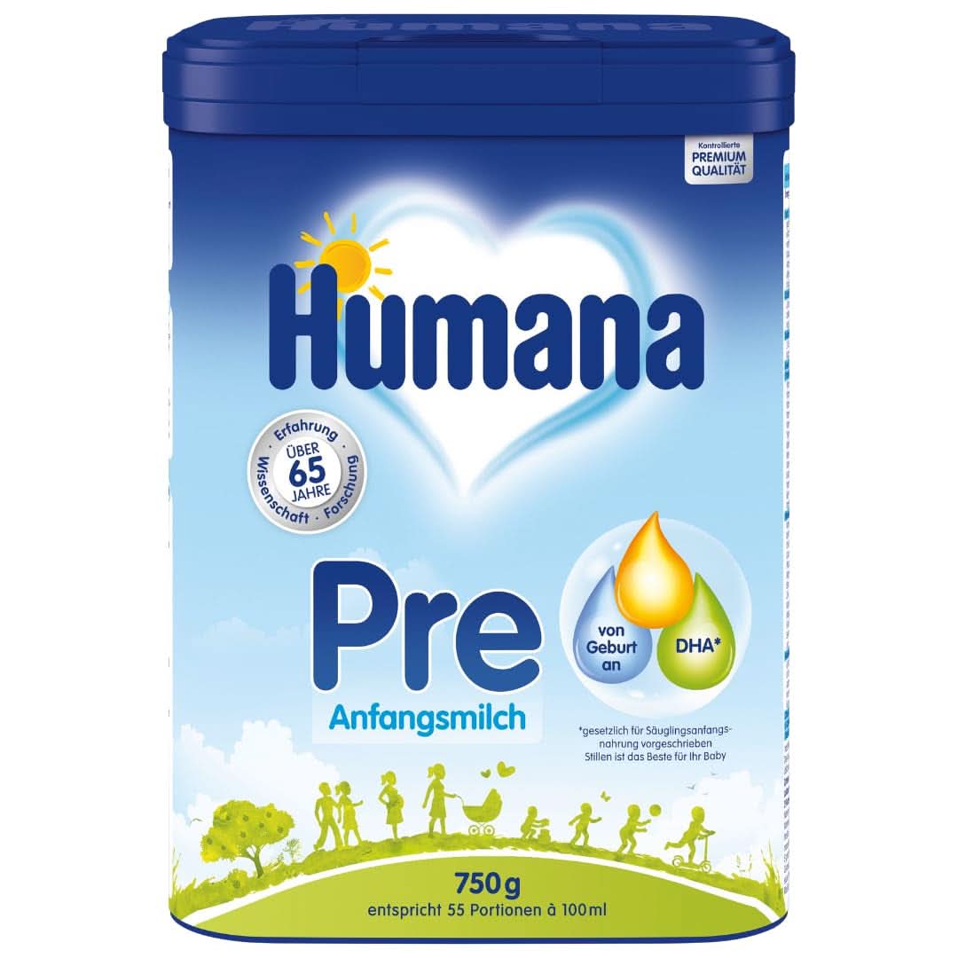 Humana Initial PRE tej, születéstől, tejpor csecsemőknek, csak DHA-val és laktózzal, 750 g Naty Shop 750 gramm Tejpor