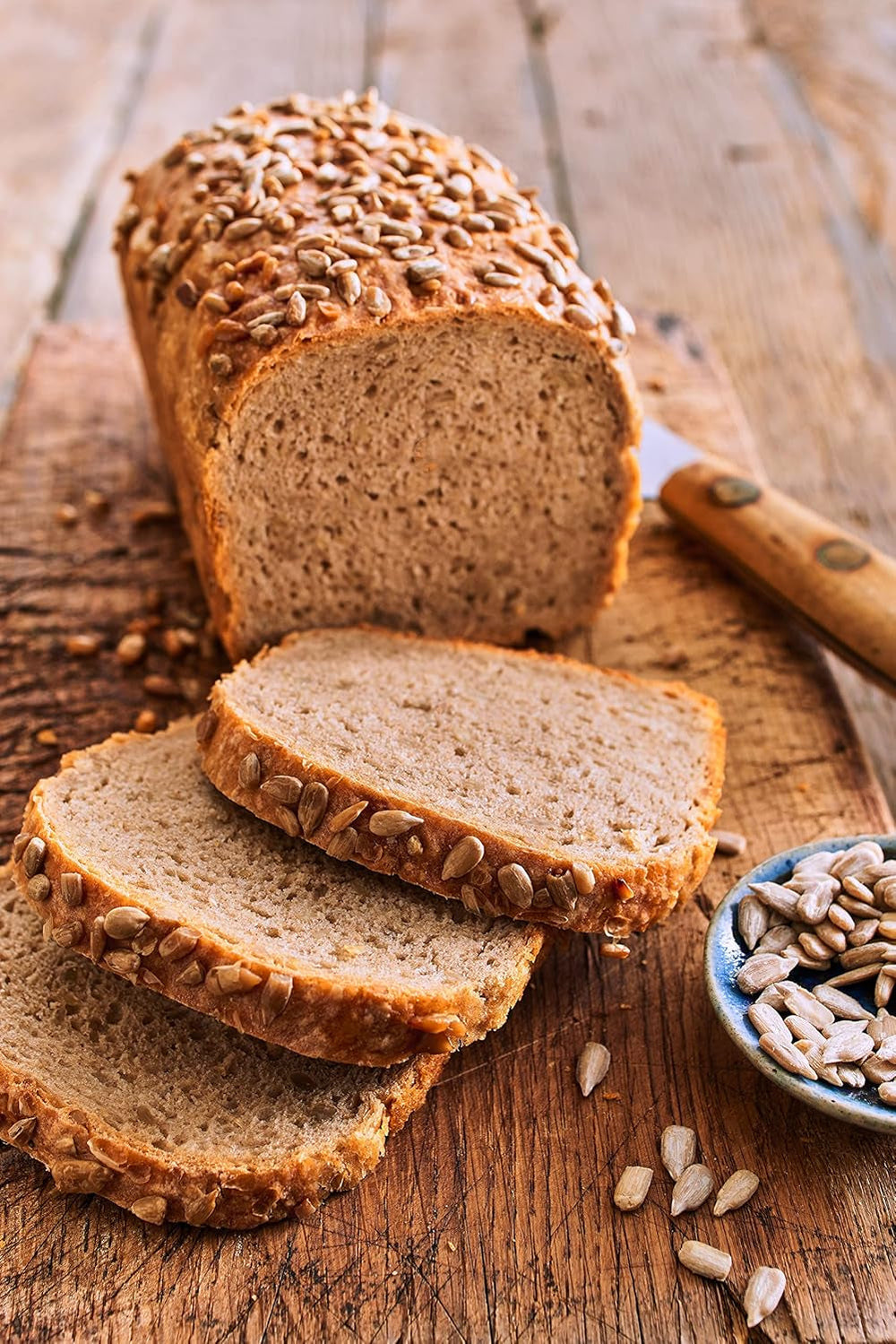 RUF Sonnenblumen Brot, Nur Wasser Addenden, Brotbackmischung Mit Sonnenblumenkernen, Brotteigmischung Mit Roggen-Sauerteig Und Hefe Für Sonnenblumenkernbrot, 1 X 410G Naty Shop