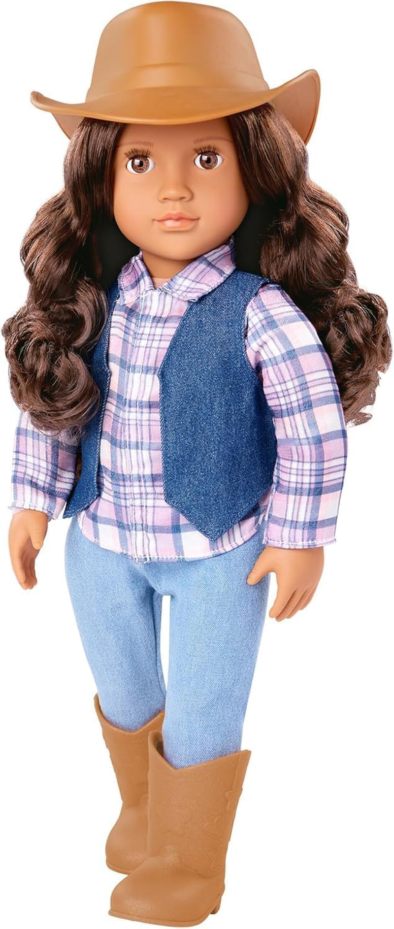 Generációnk - Dustin - 46 cm Junge Puppe - Lebensechte hazelnussbraune Augen und gemwelltes brownes Haar - Outfit im Western-Stil & Country-Hut - Spielzeug für Kinder ab 3 Jahren