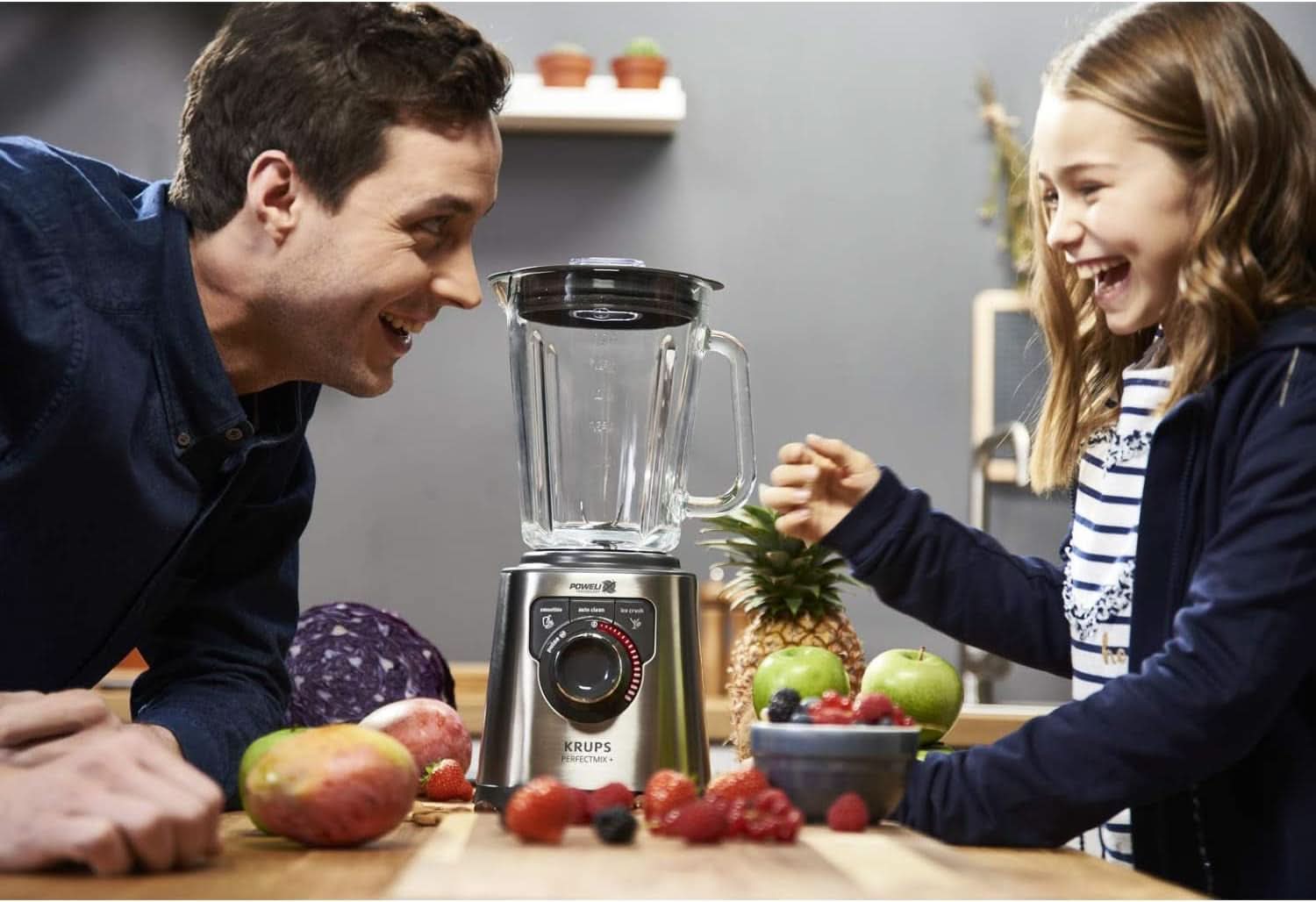 Krups KB403D Perfectmix + Hochleistungsstandmixer | 1200W | 28 000 RPM | 2L Glasbehälter | 3 előre beállított programok | Powelix- Technologie | Edelstahl/Dunkelgrau Kitchen Naty Shop