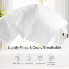 Comfort Spaces Kienna paplan szett Luxus dupla öltésű nyári takaró Könnyű puha egész éves ágynemű Hozzáillő párnahuzat Fehér King méretű takaró (264,2 X 228,6 cm) Naty Shop paplanok és paplanok