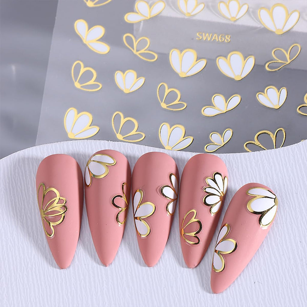 JMEOWIO Nagelsticker Blume 9 Blatt Nail Art Sticker Selbstklebend Nagelaufkleber Frühling Sommer Floral Dekoration Nageldesign Zubehör