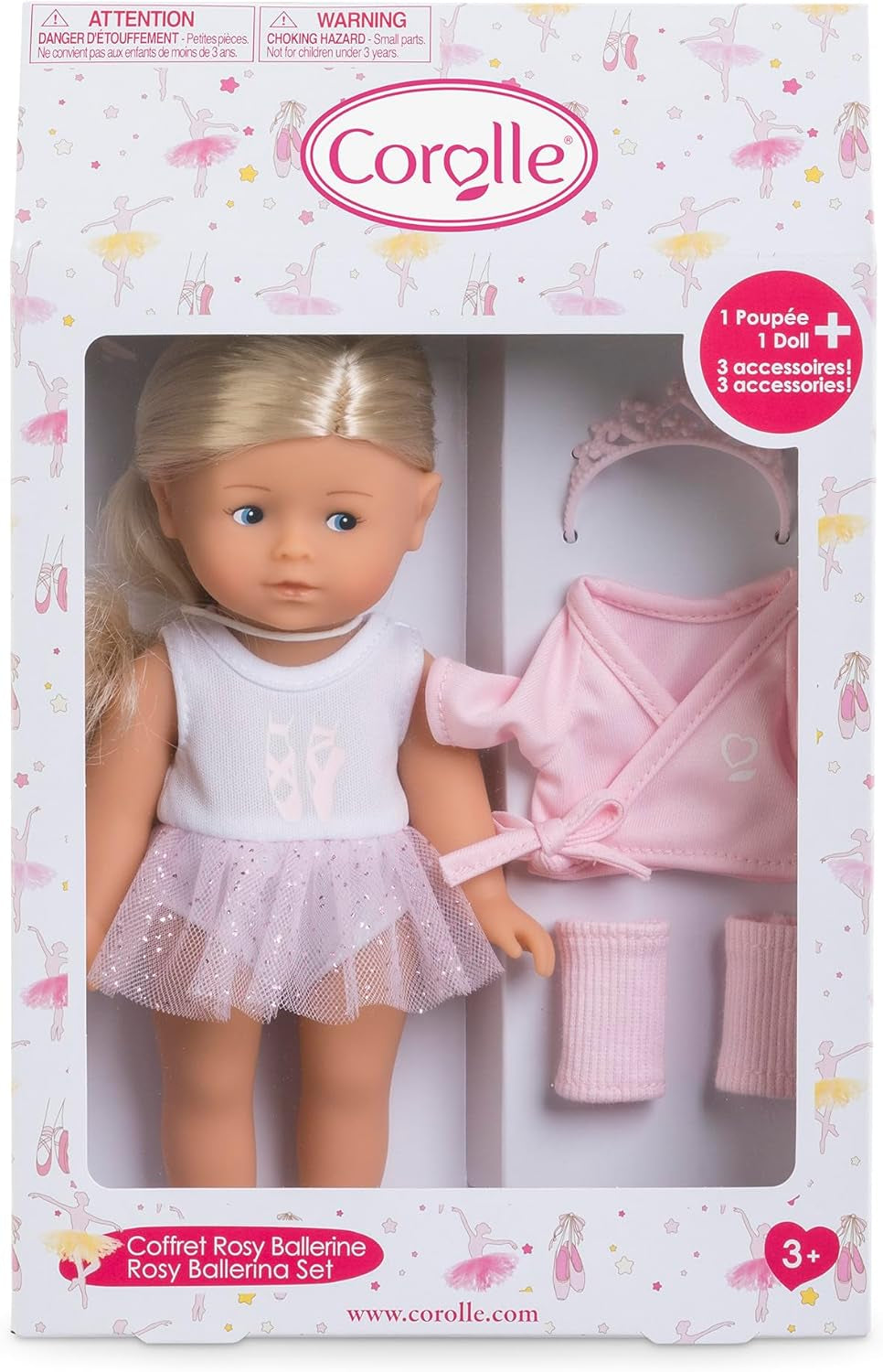 Les Trends Mini Corolline Rosy balerina szett, Vollvinylpuppe mit langem Haar, extra felszerelés Geschenkboxban, Vanilleduft, 20 cm, kb 3 év