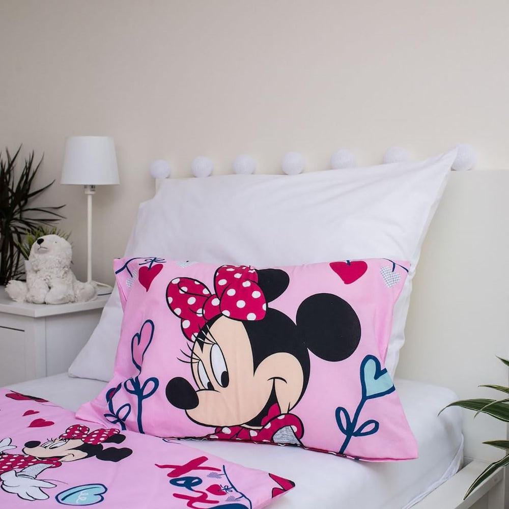 Disney ágynemű, Minnie Mouse Pink Baby, 100% pamut cipzáras ágynemű - Kids Naty Shop