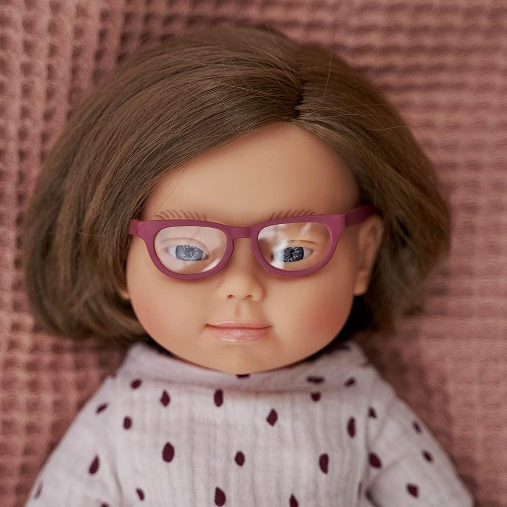 Miniland europäisches Mädchen 38cm mit Down-syndrom, mit Brille, ohne Unterwäsche 31110 Weiß