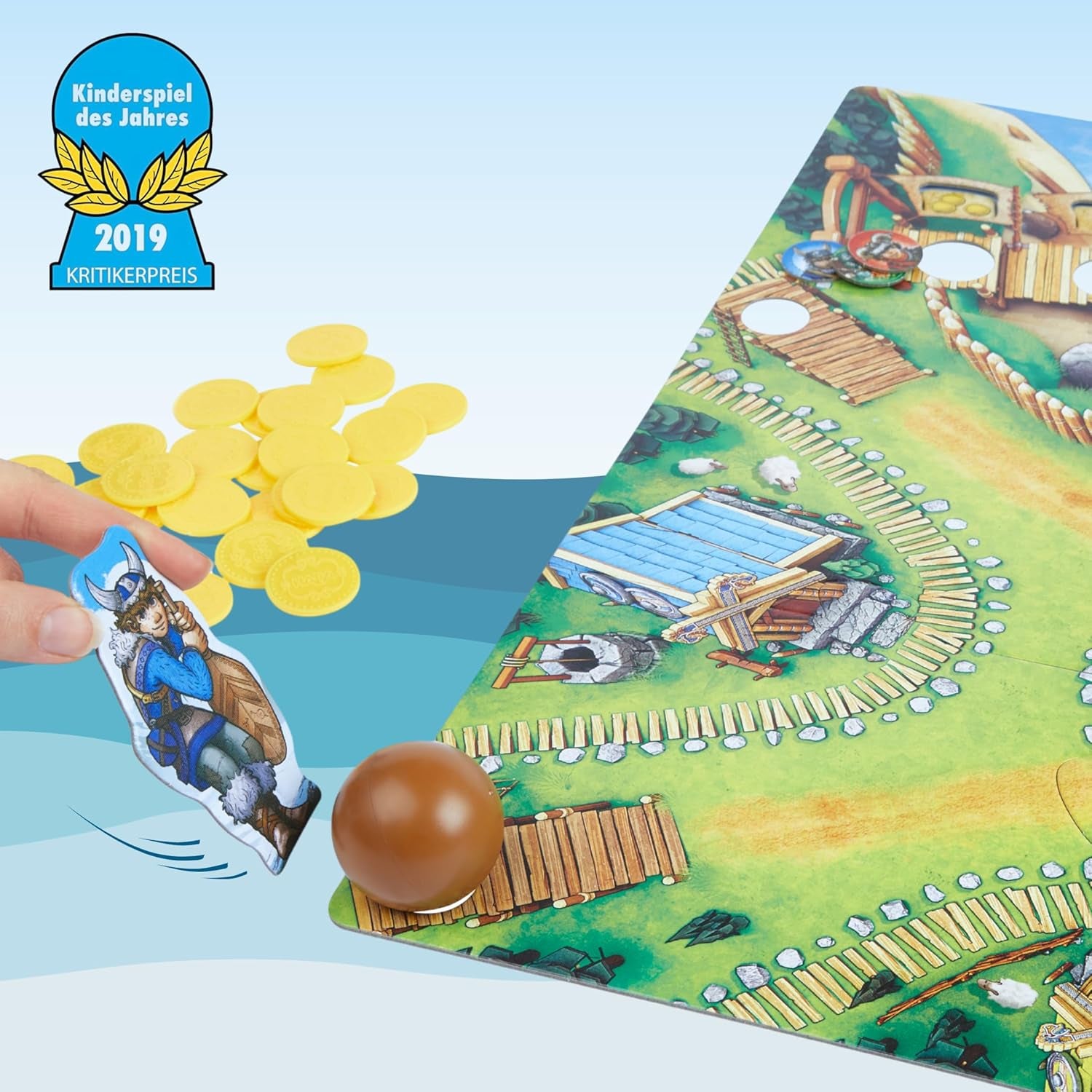 HABA Valley of the Vikings - Gyors ügyességi társasjáték 6 év feletti korosztály számára 2-4 játékos számára - XXL-es játéktábla és 3D-s vikinghajók - Támogatja a taktikát és a bátorságot - 1304697001