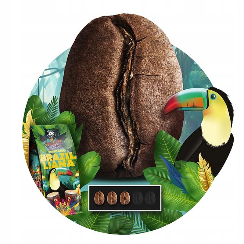Cafea măcinată Brazilliana Toucano 1 kg | 100% Arabica | cu note de nuci, ciocolată și stafide | prăjire medie, aciditate scăzută | pentru espressoare | Blue Orca Coffee Roastery