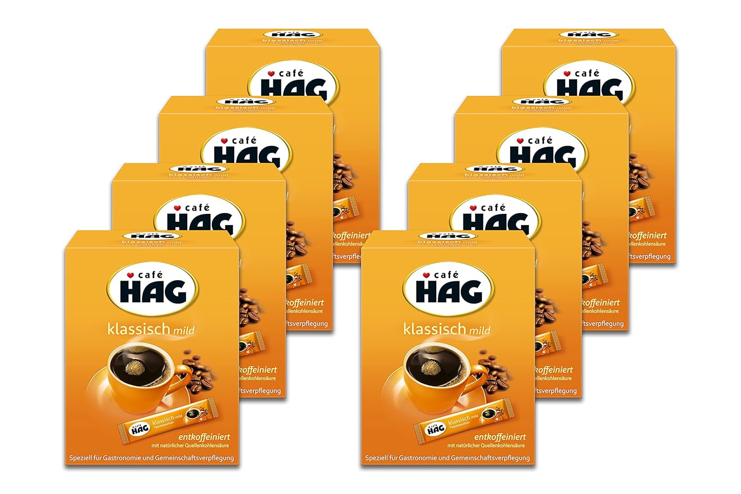 Café HAG Classic Mild Café Crema, boabe de cafea integrală decofeinizată, intensitate 4/5, pentru uz profesional Cafea Naty Shop 360 grame