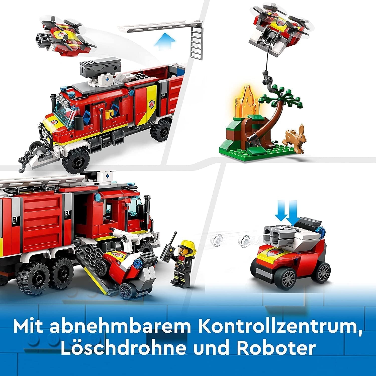 LEGO 60374 City Fire Brigade Command jármű Modern tűzoltóautó játék tűzoltó drónokkal gyerekeknek való építőkészletekkel Besuche den LEGO-Store