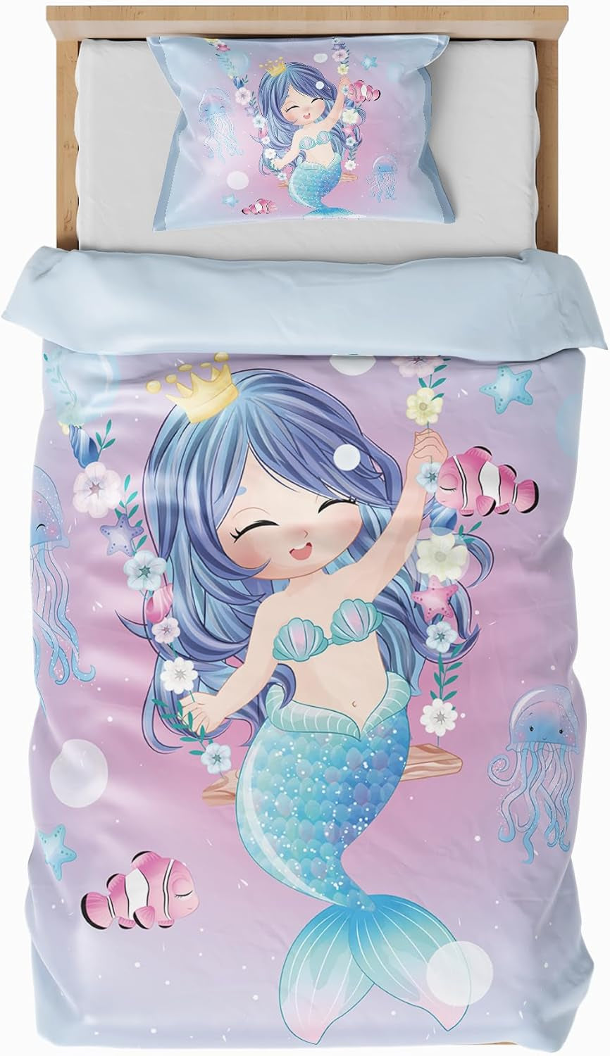 Gyermek ágynemű, különböző méretű és különböző animációs karakterek Ágynemű - gyermek Naty Shop Mermaid (1. modell) 100X135Cm+40X60Cm