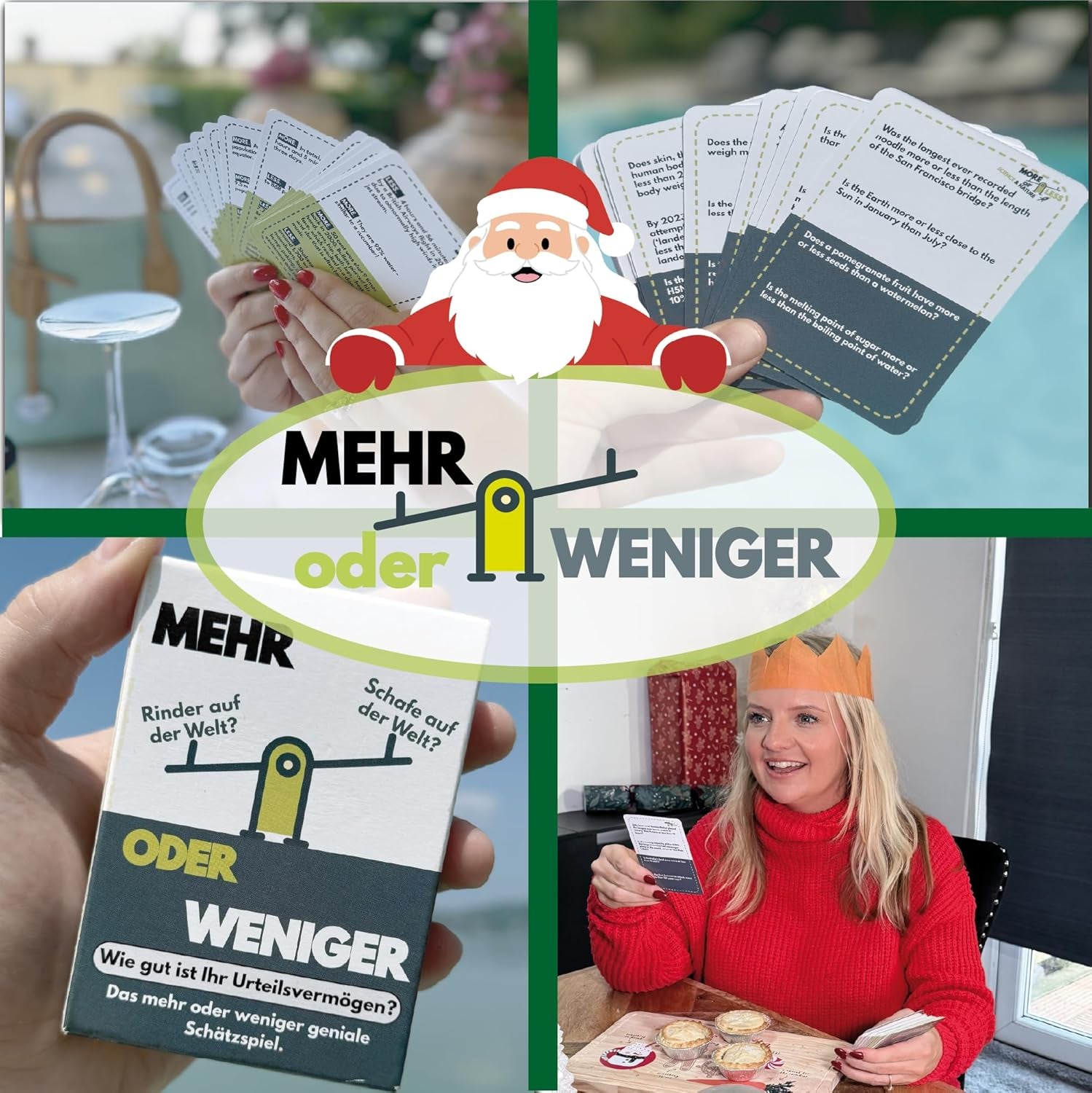 | Mehr Oder Weniger Kartenspiel | Wie gut ist Ihr Urteilsvermögen? Spiel für Erwachsene, Famile & Kinder | 2+ Spieler | Familienspiel | Reisespiel |