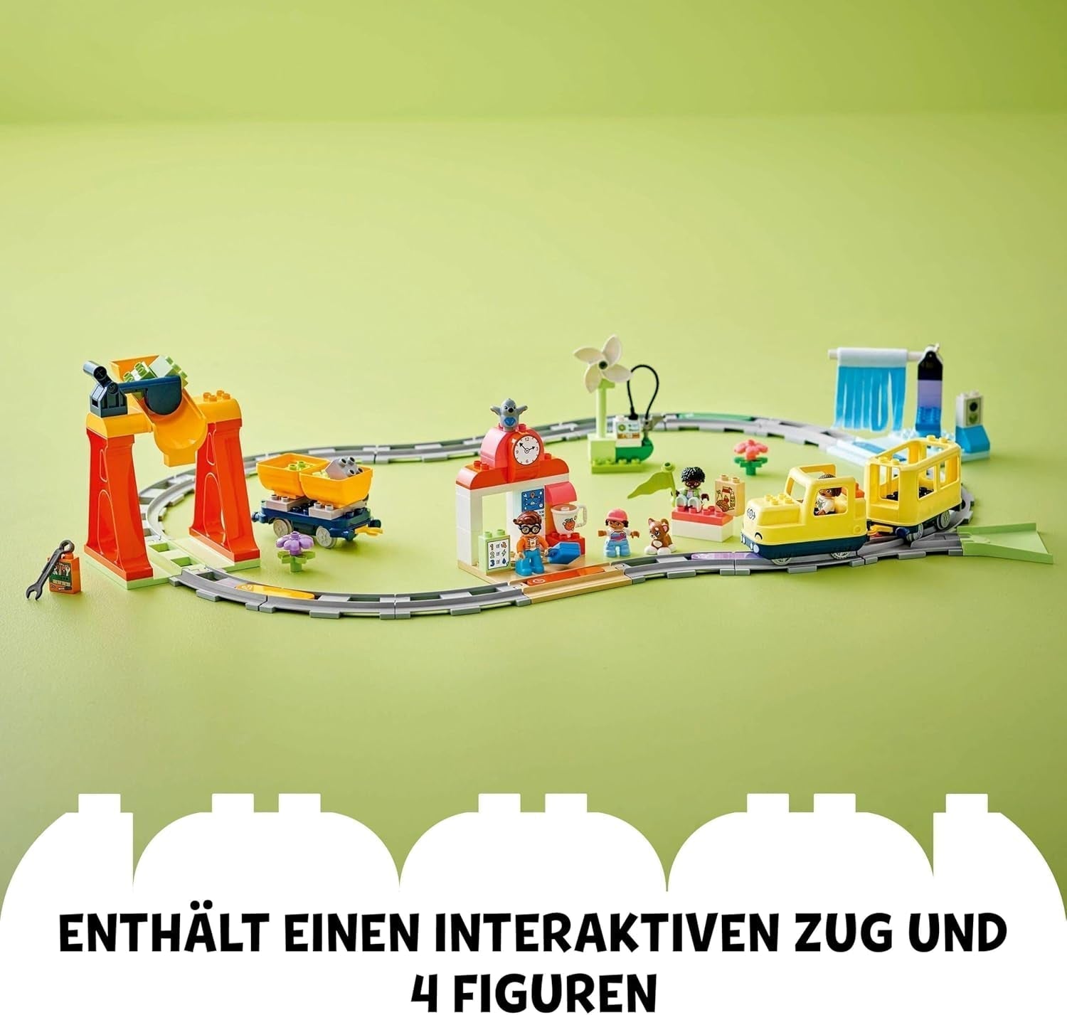 LEGO DUPLO Town nagy, interaktív vasút, építőjáték 3 éves gyerekeknek, Push & Go mozdony fényekkel és hangokkal, pályaalkatrészek, oktatójáték óvodásoknak 10428 építőkészlet Beuche den LEGO-Store