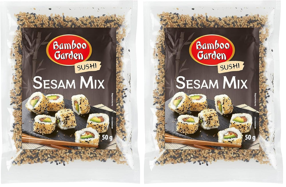 Bamboo Garden - Sushi Sesame Mix, Ideális mindenféle sushi elkészítéséhez, különféle ételek feltétjeként is finom, müzliben vagy zabkásaban, 1 x 50 g