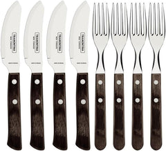 Tramontina PIZZA Besteck, 8-Tlg Set, Für 4 Personen, Rostfreier Edelstahl, Fsc-Zertifizierte Holzgriffe, Spülmaschinenfest Bucatarie Naty Shop