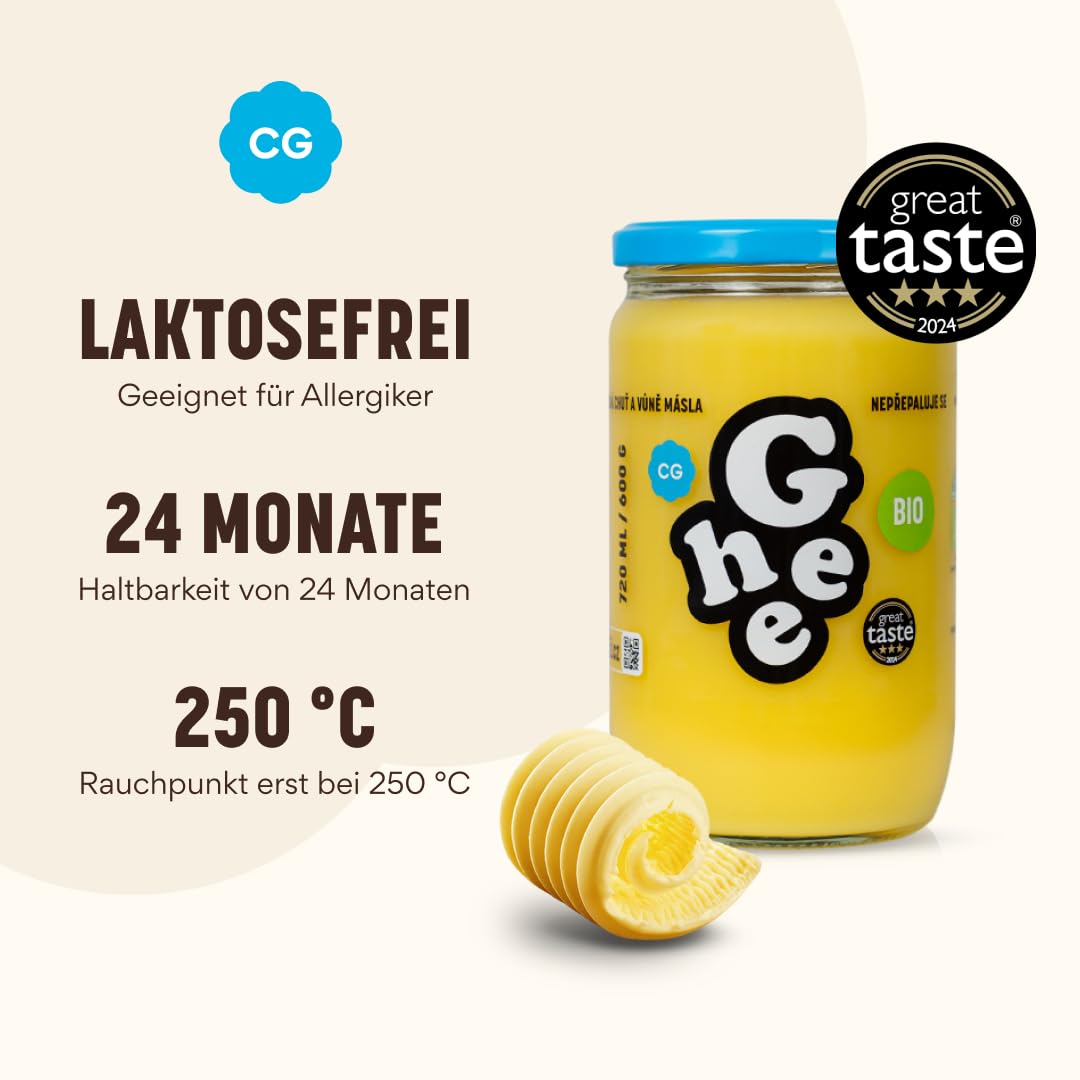 Ghee Butter BIO 600 g - Ideális sütéshez és sütéshez Laktózmentes