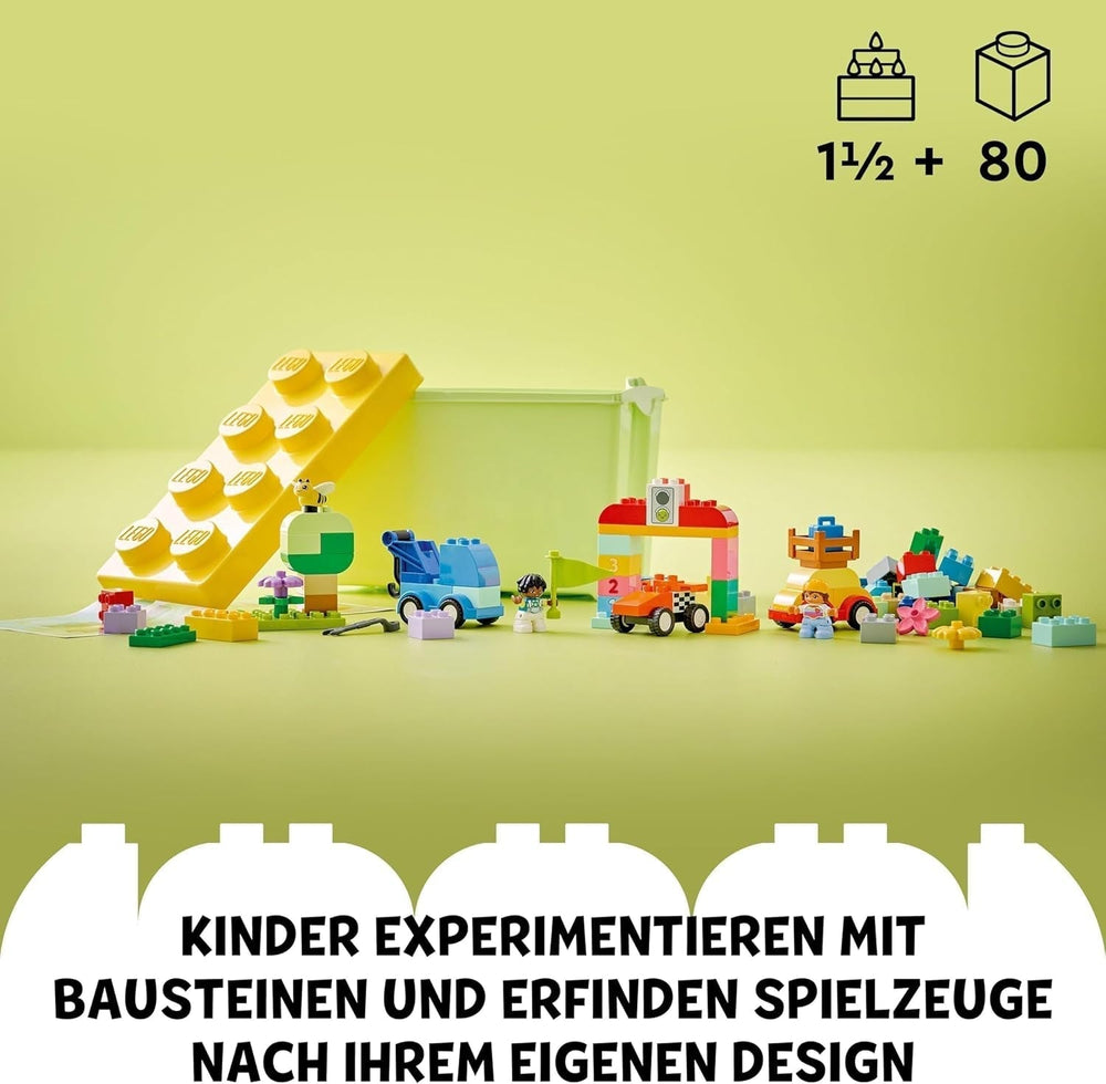 LEGO DUPLO klasszikus tégladobozos autók és teherautók, jármű játékkészlet 1,5 éves kortól, kreatív tanulási játék, autós játék és versenyautó készlet 10439 építőkészletek Besuche den LEGO-Store