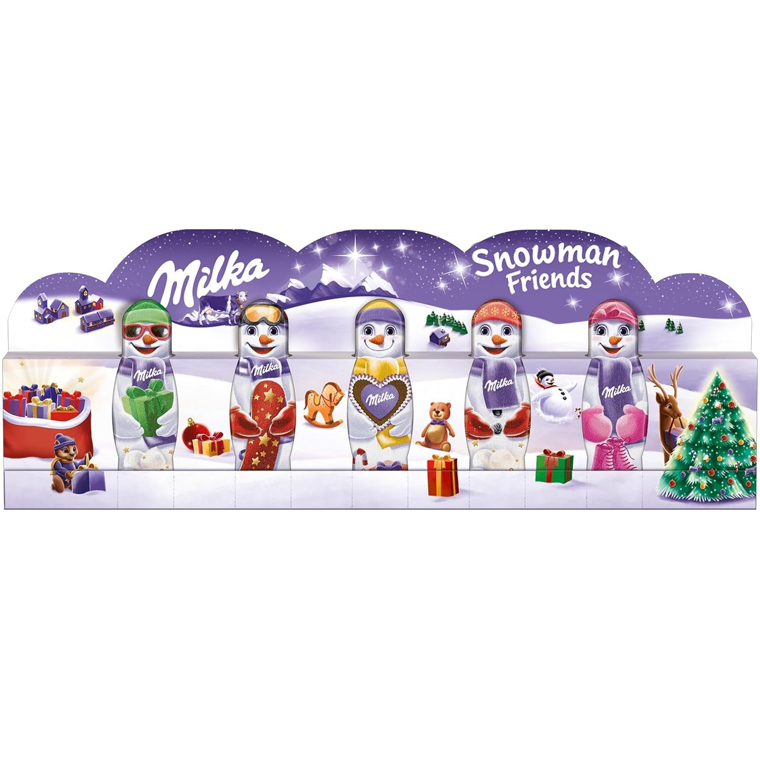 Milka Snowman Friends Alpine Milk - Mini hóemberek finom alpesi tejcsokoládéból - 5 x 15g