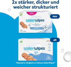 WaterWipes Sensitive+ Nedves törlőkendő újszülötteknek és babáknak, 720 darab (12 csomag), 3 az 1-ben tisztítás, ápolás, védelem, 99,9% víz, illatmentes
