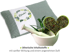 Gözze - Pernă parfumată cu ierburi, umplutură din amestec de ierburi 200G, capac din bumbac 100%, 30 X 20 Cm - Verde carouri Perne standard Naty Shop