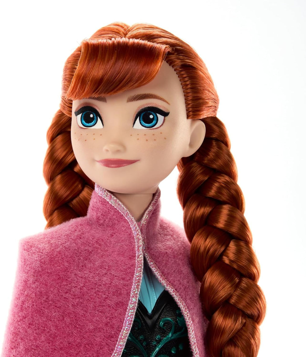 Mattel DISNEY Frozen The Ice Queen Anna Doll - fustă magică cu efect de schimbare a culorilor, activabilă cu ajutorul baghetei cu fulgi de zăpadă și apă, inclusiv periuță de păr, pentru copii de la 3 ani, HTG24 Papusi Naty Shop