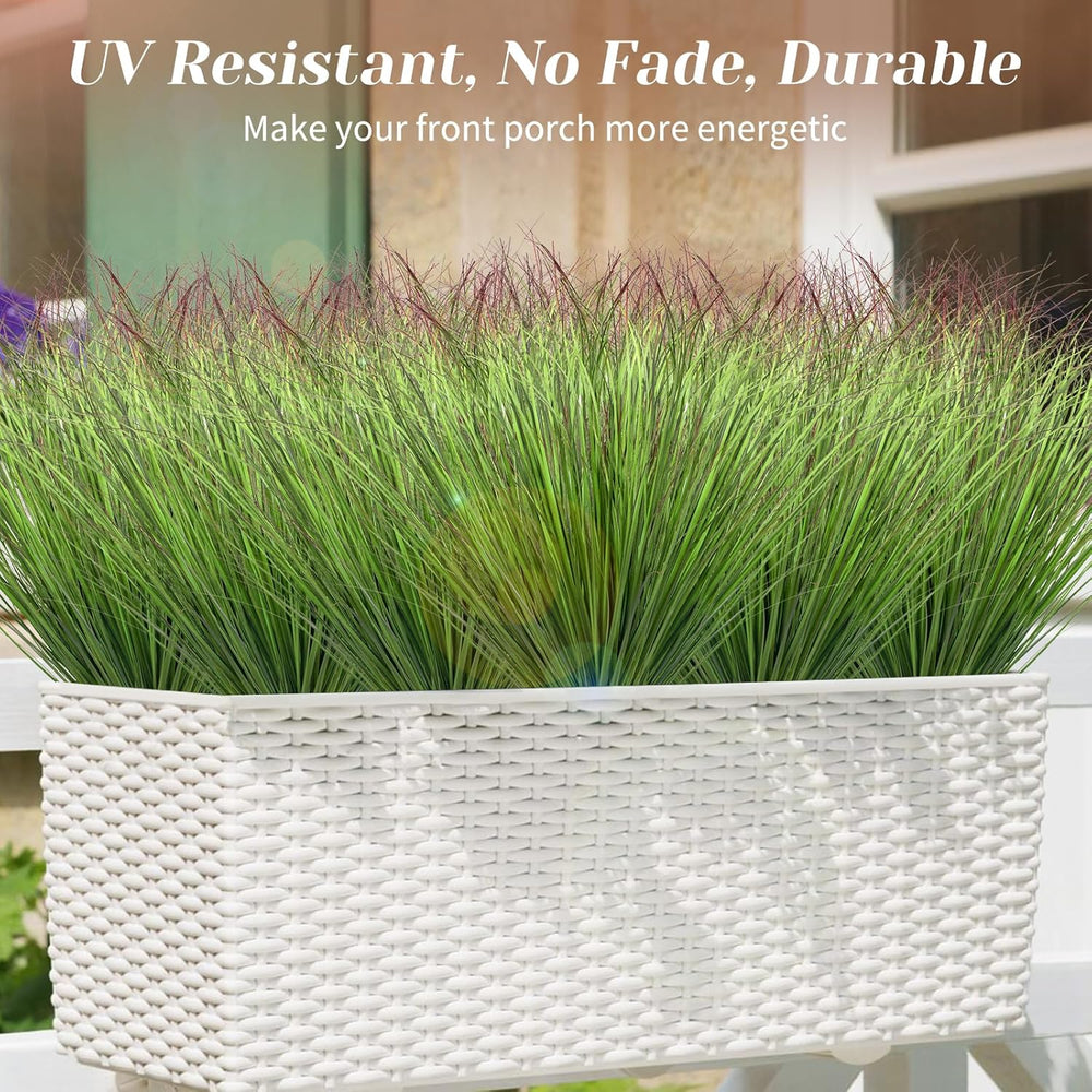 Künstliche Graspflanzen, Künstliche Sträucher, Weizengras, Künstliche Hohe Pflanzen Für Outdoor-Dekoration, Grüne Stiele, Unkraut Für Zimmer, Innenbereich, Heimdekoration (Grün-Roter Schwanz), 40