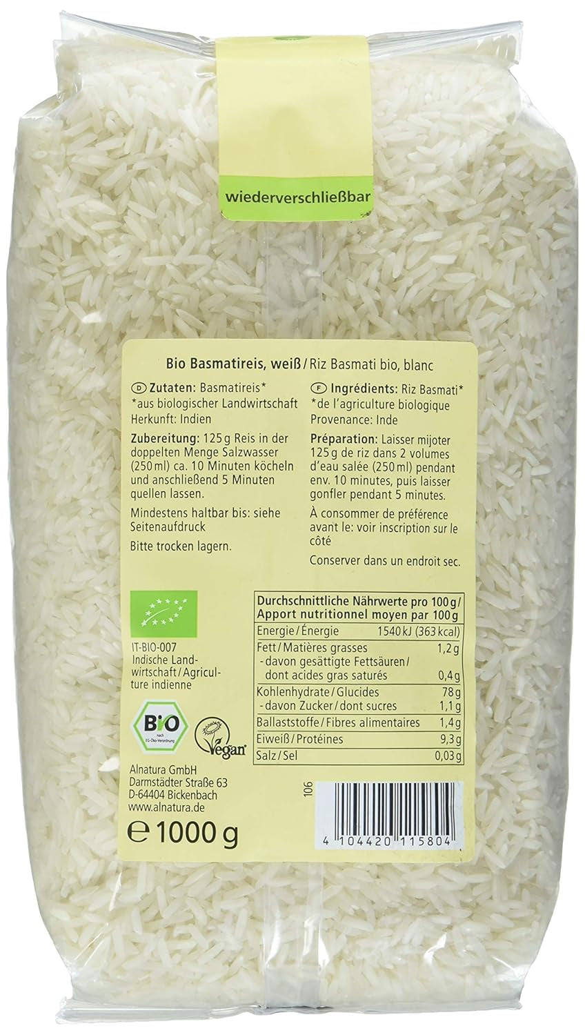 Bio himalájai fehér basmati rizs, 1 kg