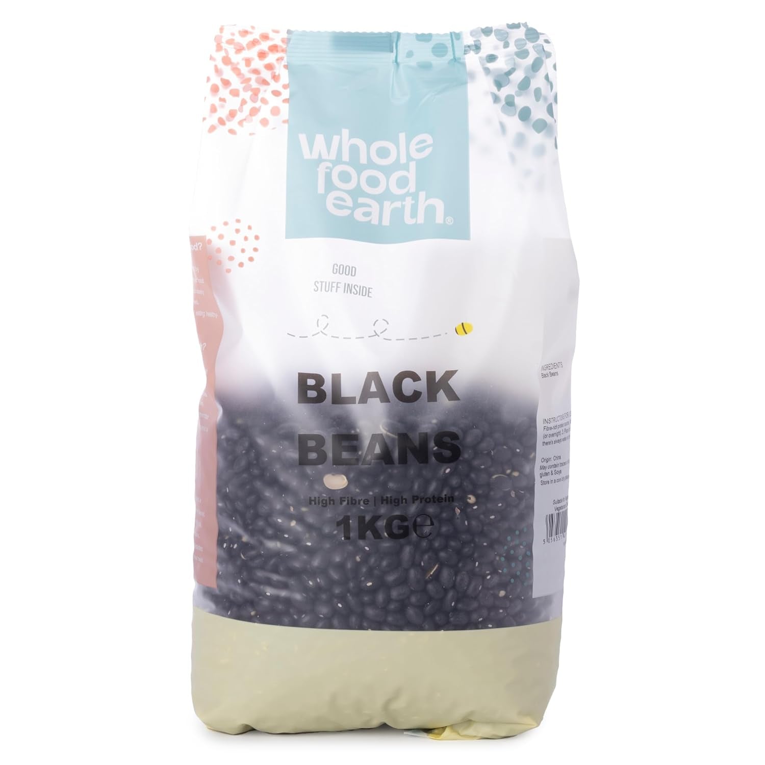 Fekete bab Wholefood Earth 1 kg nem GMO Természetes, magas rosttartalmú, magas fehérjetartalmú