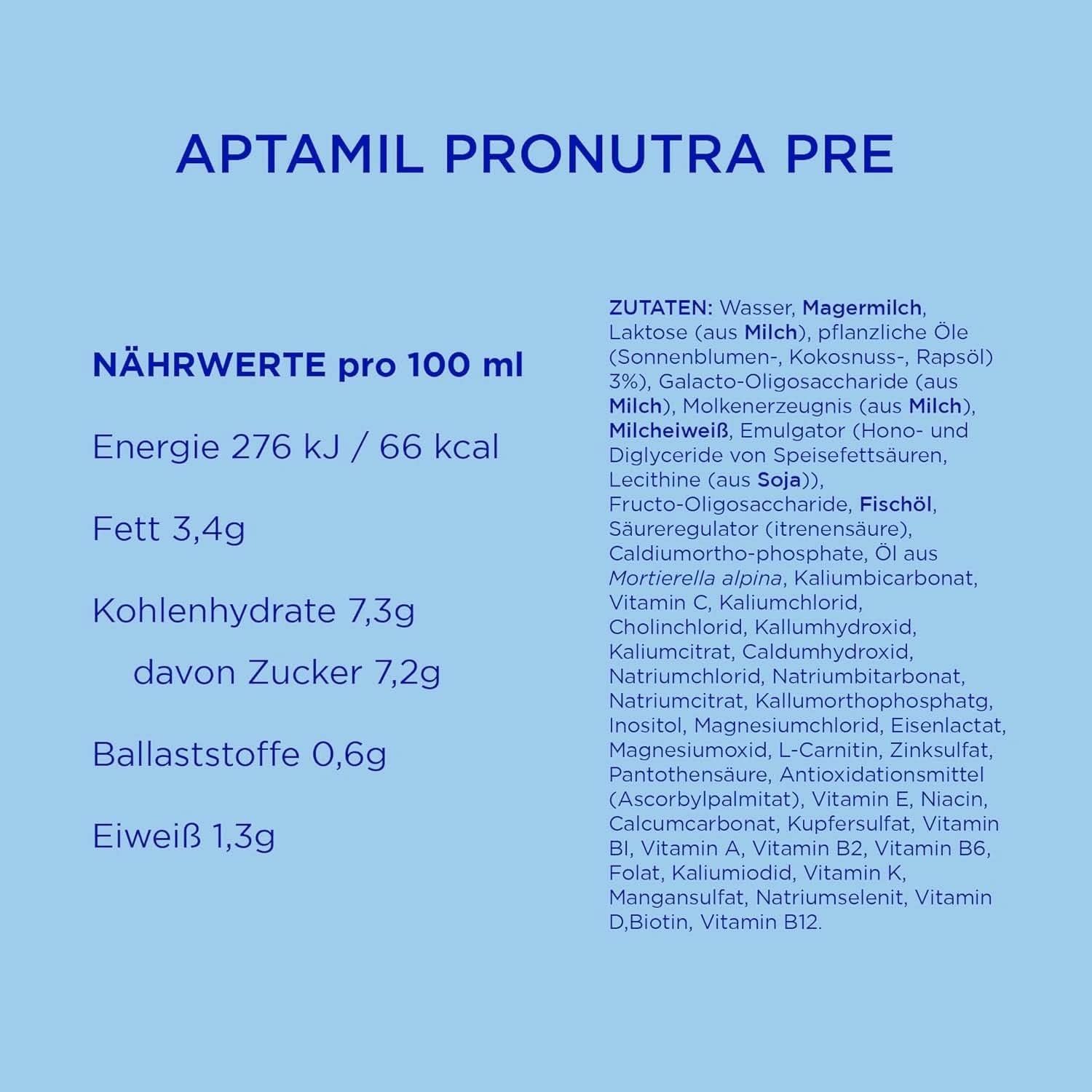 Aptamil Pronutra hrana initiala pre, de la nastere, fara ulei de palmier, cu proces delicat Lactofidus, pachet de aprovizionare 1,2 kg Mama si Copilul Naty Shop