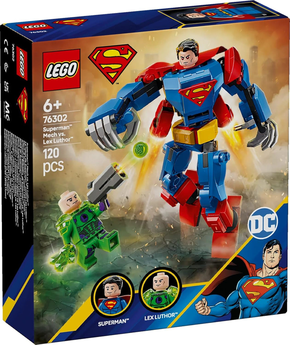 LEGO DC Superman Mech vs. Lex Luthor - Szuperhős játék 2 minifigurával - Megépíthető akciófigura mozgatható karokkal, lábakkal és ujjakkal - Ajándék 6 év feletti fiúknak és lányoknak 76302 Építőkészletek Besuche den LEGO-Store