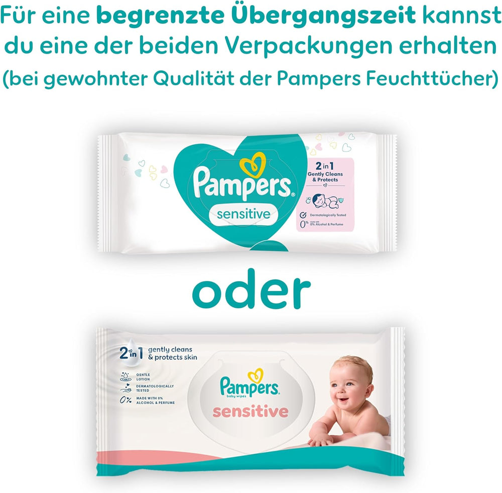 Pampers Sensitive babatörlő, 15 db 80 db-os törlőkendő, 1200 db babatörlő, 2 az 1-ben gyengéd tisztítás és bőrvédelem