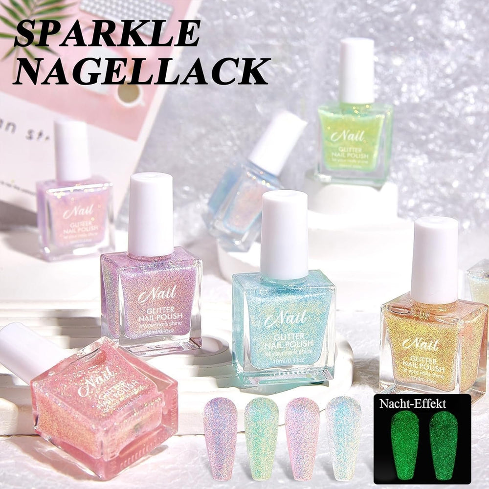 Rózsaszín csillogó körömlakk - Nem mérgező vízbázisú körömlakk nőknek - Gyorsan száradó körömlakk - Fényvisszaverő, csillogó körömlakk otthoni barkácsoláshoz (átlátszó rózsaszín, 10 ml)