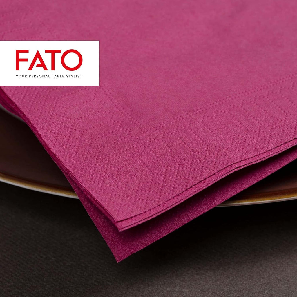 Fato - Șervețele de hârtie de unică folosință, Ideale pentru prânzuri informale și bufete, Pachet de 40 de șervețele, Dimensiune 38X38, Pliate 4 ori, 2 straturi, Culoare Bordeaux, 100% hârtie din celuloză pură, FSC