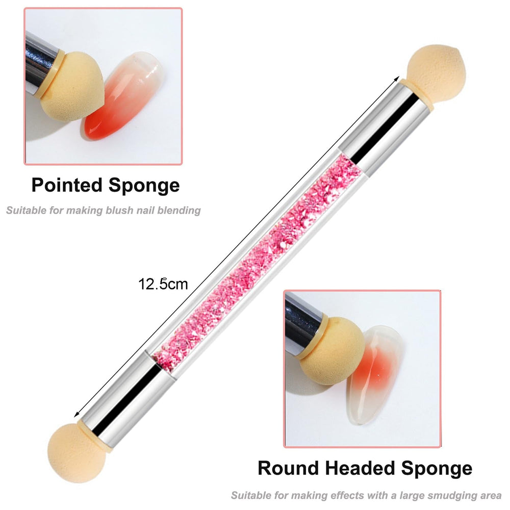 6 Stück Nagel Pinsel Set, Doppel-Ende Nageldesign Pinsel, Acryl Nail Art Pinsel Set Nail Art Liner Pinsel Dotting Tool Für DIY Nail Art Design (Mit 1 Schwammbürste)