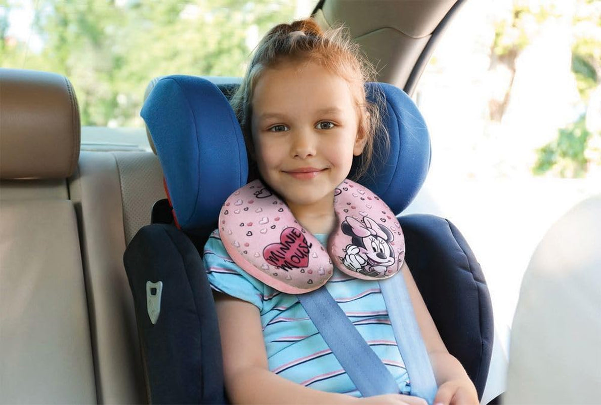 Tataway in Viaggio SI Cresce - Pernă de călătorie Disney Minnie Mouse | Material catifelat moale | Lavabil manual 30° | Umplere cu microperle | Scaun pentru copii potrivit de la 3 ani, Roz, mărime unică, catifea Perne calatorie Naty Shop