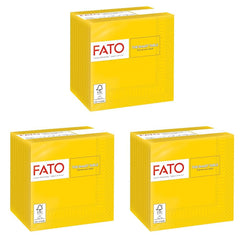 , Șervețele de hârtie de unică folosință, ideale pentru aperitive și cocktailuri, pachet de 100 de șervețele, dimensiune 24X24, 4 straturi, 2 straturi, culoare galbenă, 100% hârtie din celuloză pură, certificate Fsc (pachet de 3)