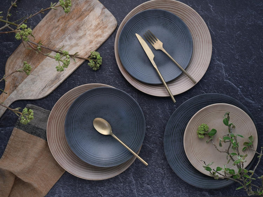 CreaTable, 13139, seria Catania, set de veselă cu 12 piese, set de farfurii din gresie, potrivit pentru mașina de spălat vase și cuptorul cu microunde, fabricat în Portugalia