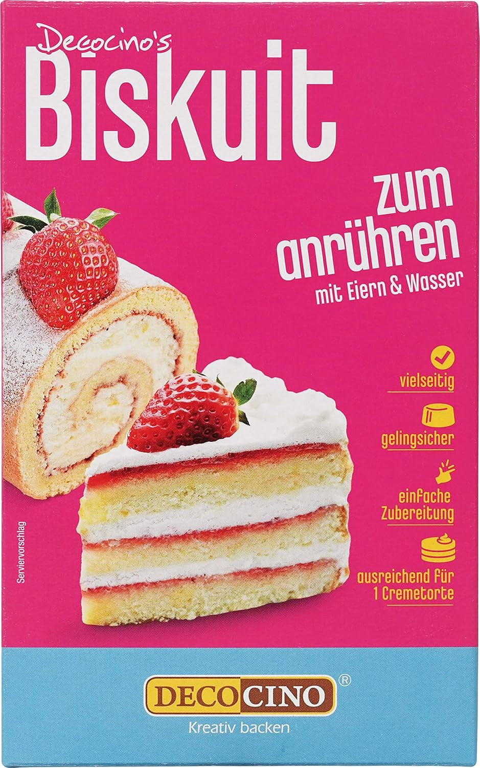 DECOCINO Biscuit Backmischung (250 G) – Einfache Zubereitung – Gelingsicher – Zum Backen Von Luftigen Biskuitböden, Creme-Torten, Biskuitrollen Uvm. Naty Shop alapértelmezett cím