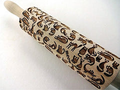 MEOW KATZEN Nudelholz für homemade Gebäck und Keramik. Prege Teigroller. Ajándék macska szerelmeseinek. Gravierte Nudelholz és Muster von Algis Crafts