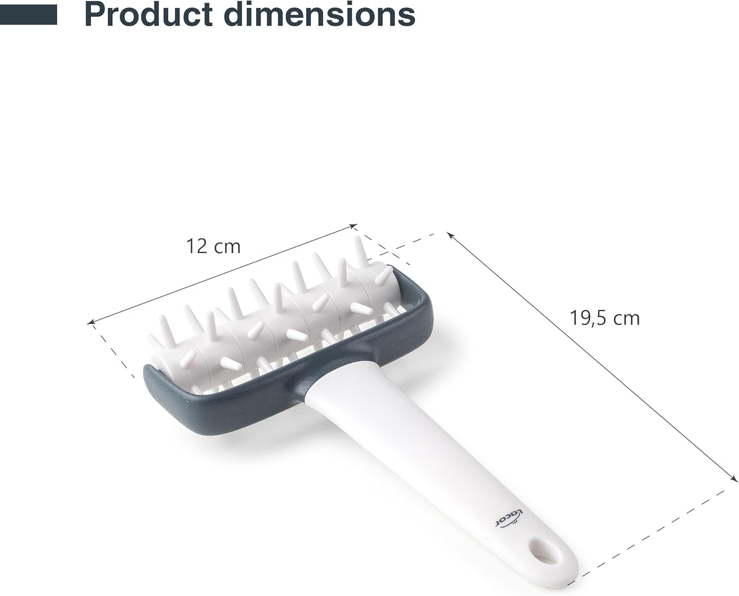 - 68802 - Küchenrollkissen, Tupfwalze, Nudelrolle, Verhindert Blasen im Teig, Ergonomischer Griff, 100% Abnehmbar, Spülmaschinenfest, Polipropilén, BPA-frei, 12x19,5 cm