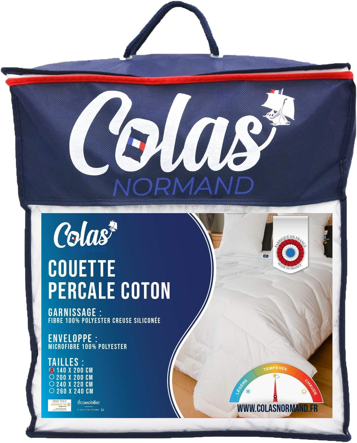 COLAS NORMAND Percale pamut paplan 260 X 240 cm kiváló minőségű 100% percale pamut puha és kényelmes tartós, finom kivitelben Made in France Fehér paplanok és paplanok Naty Shop 140X200 cm Mérsékelt
